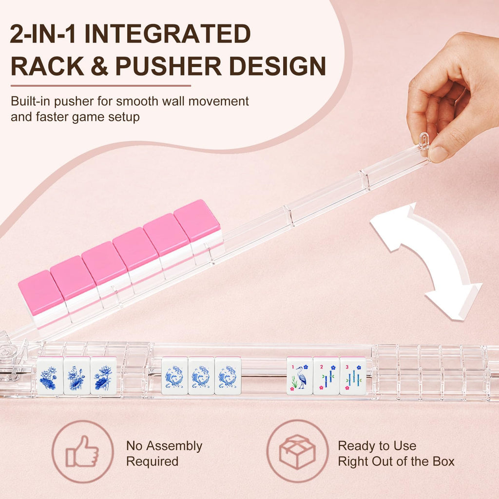 Clear Mahjong Racks with Pushers 4-Pack F440575