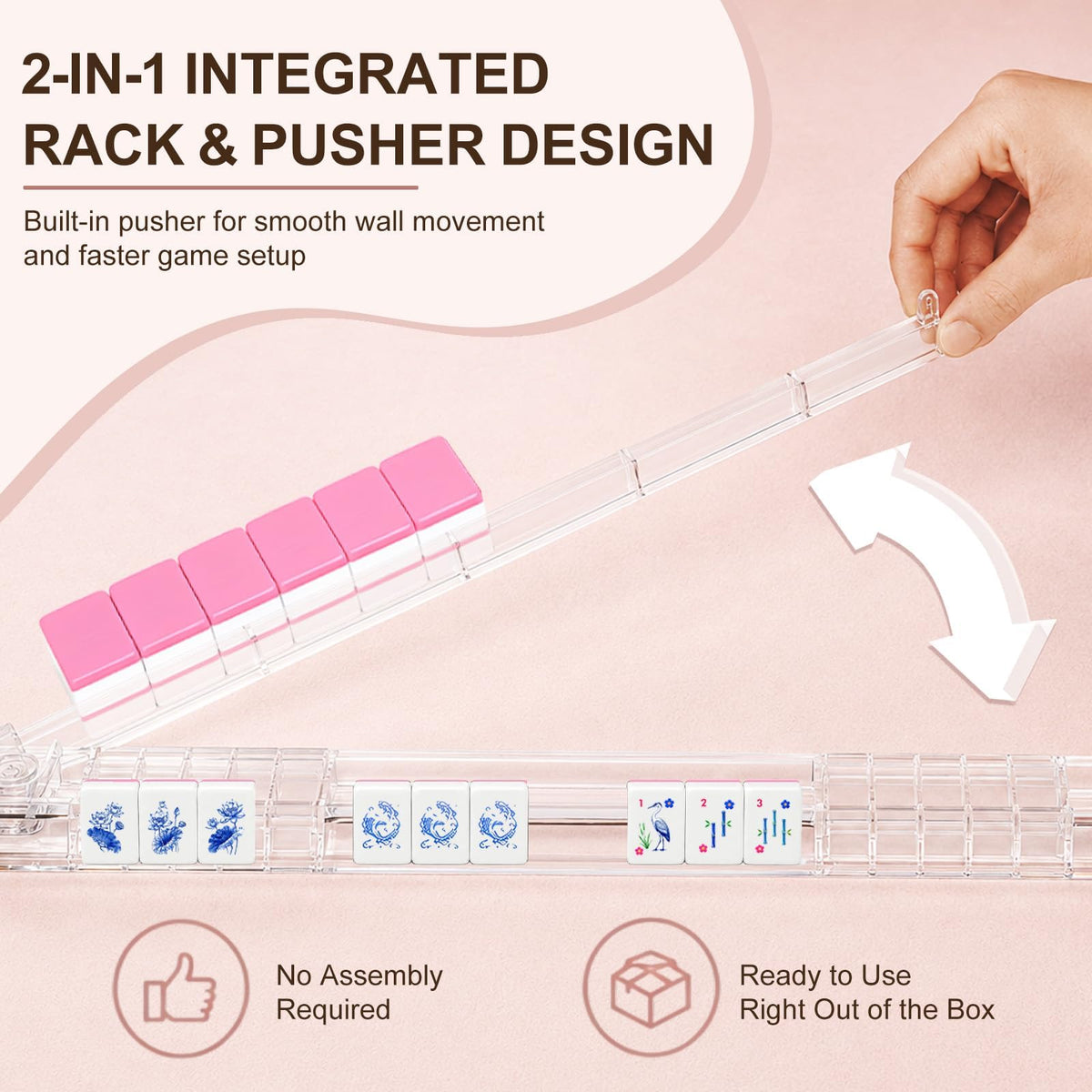 Clear Mahjong Racks with Pushers 4-Pack F440575
