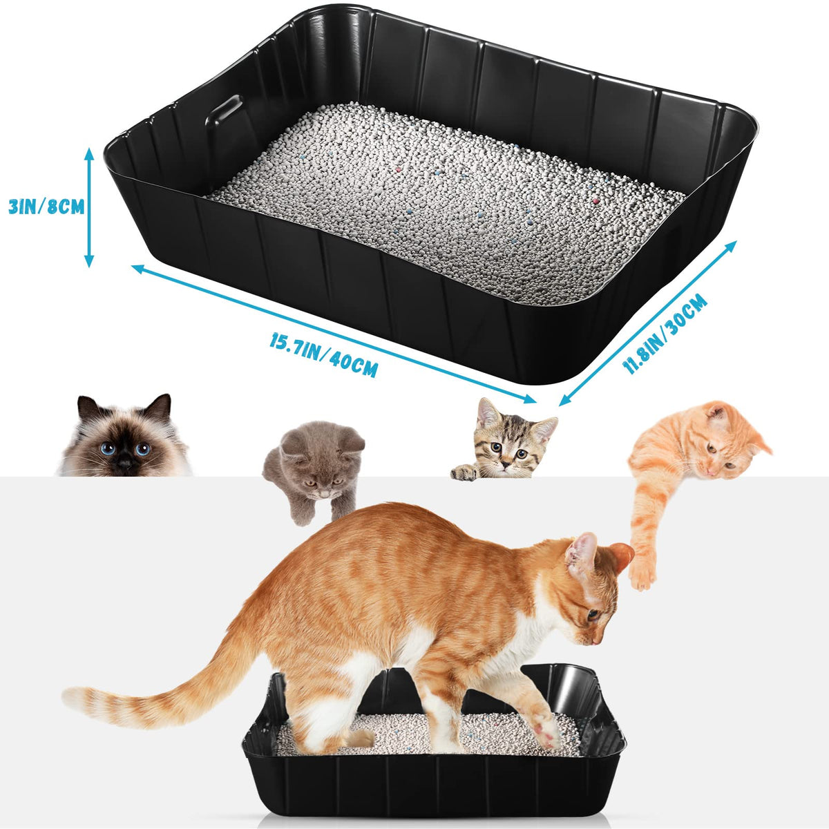 Black Disposable Litter Box for Cats D19316