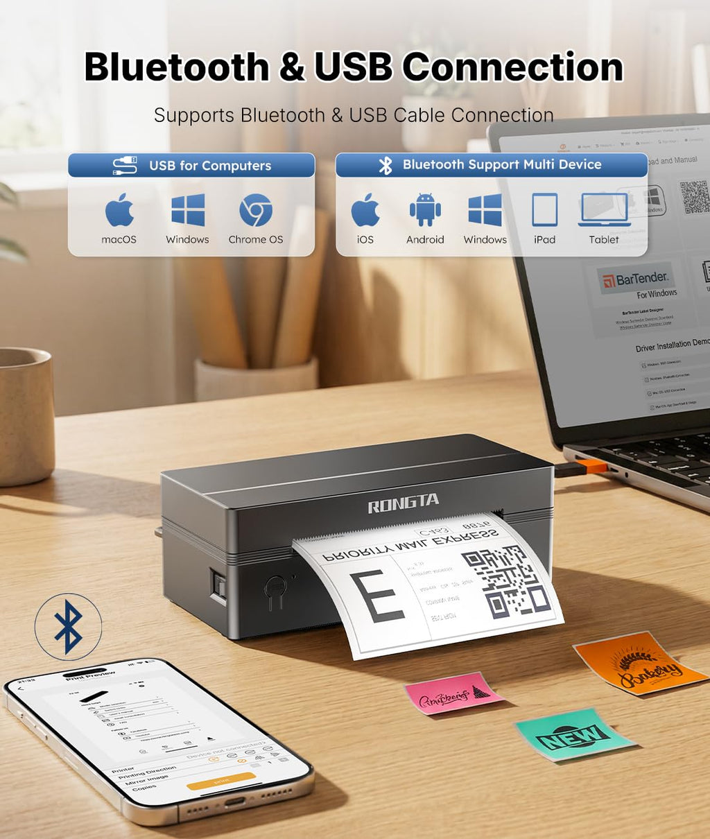 Bluetooth Thermal Shipping Label Printer 4x6 D137