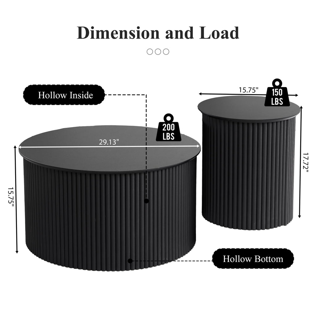 Fluted Round Nesting Coffee Table Set of 2 N858901