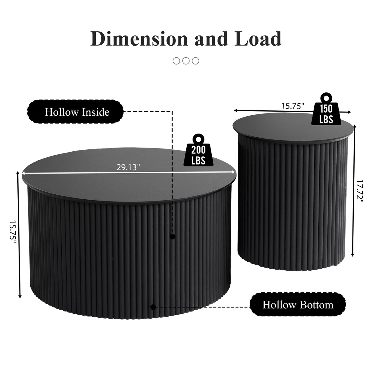 Fluted Round Nesting Coffee Table Set of 2 N858901