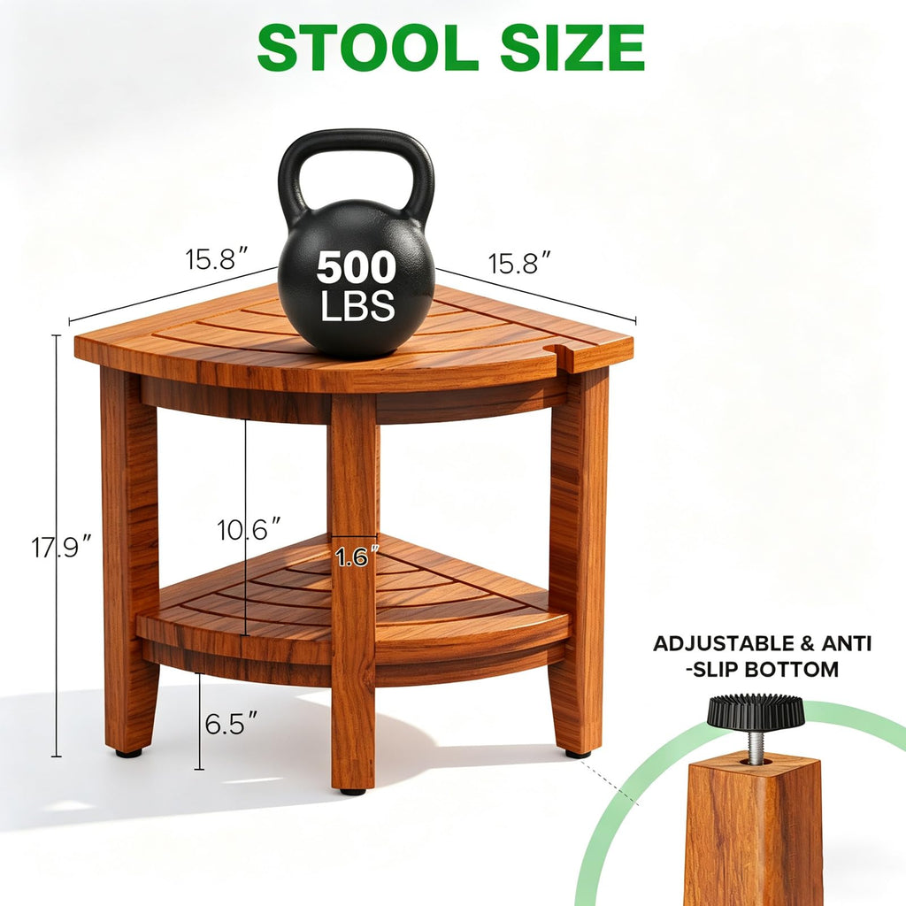 Teak Corner Shower Bench Stool M21753
