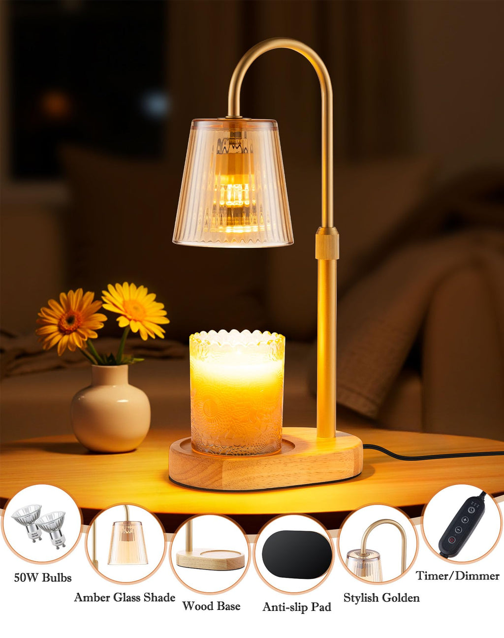 Adjustable Candle Warmer Lamp with Timer L28211