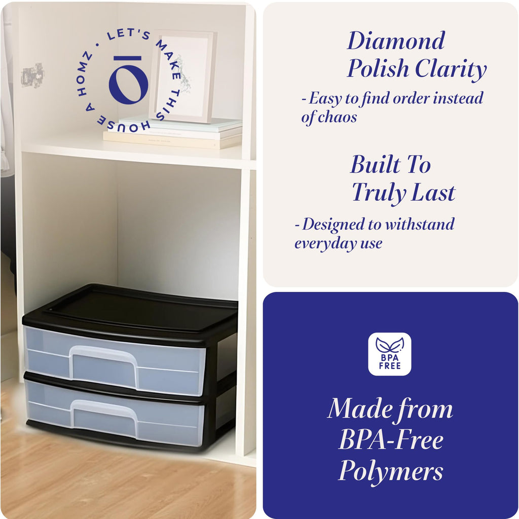 2-Tier Black Storage Drawer Tower, 2 Pack A983692
