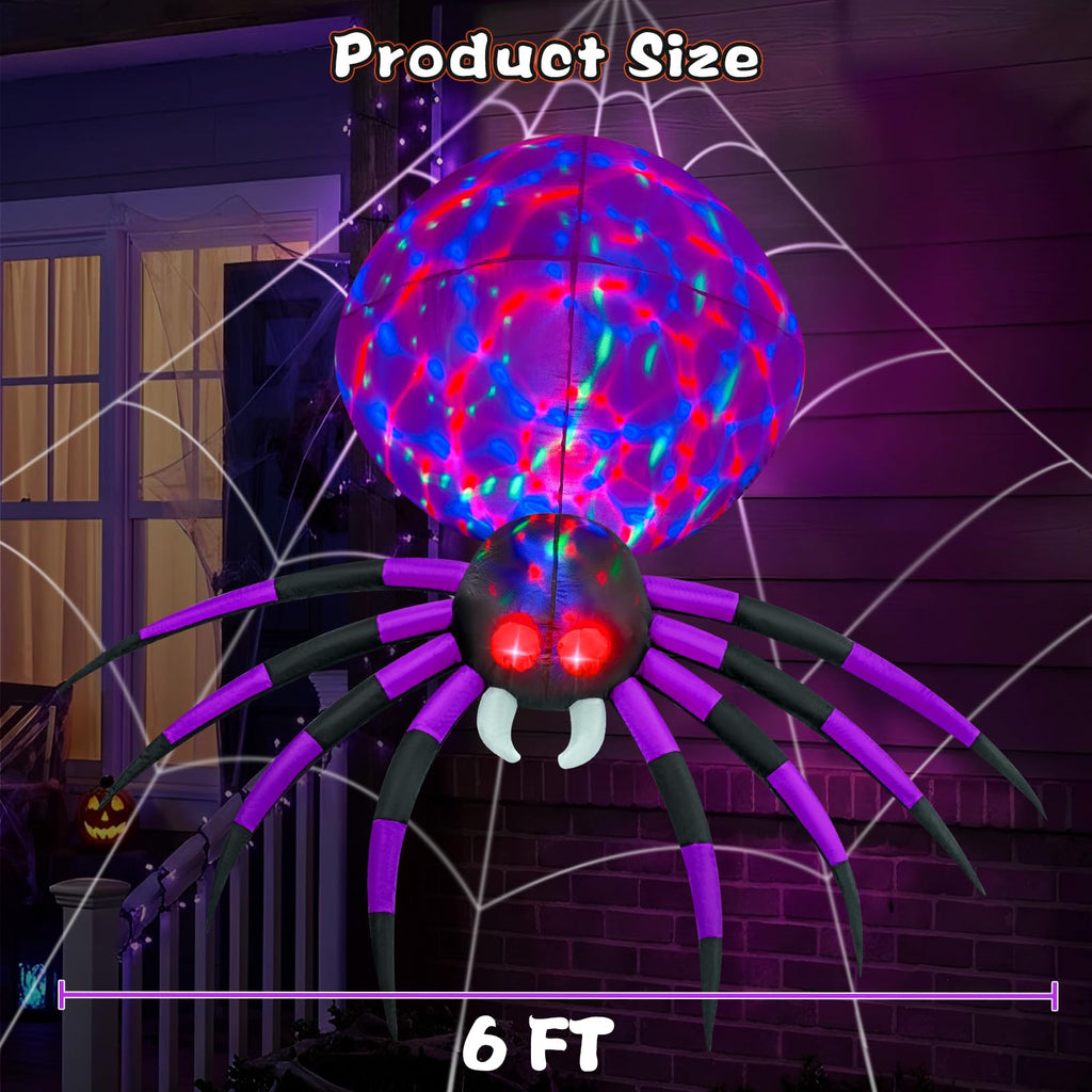 6 FT Inflatable Spider Outdoor Decoration with LED Lights Y430113