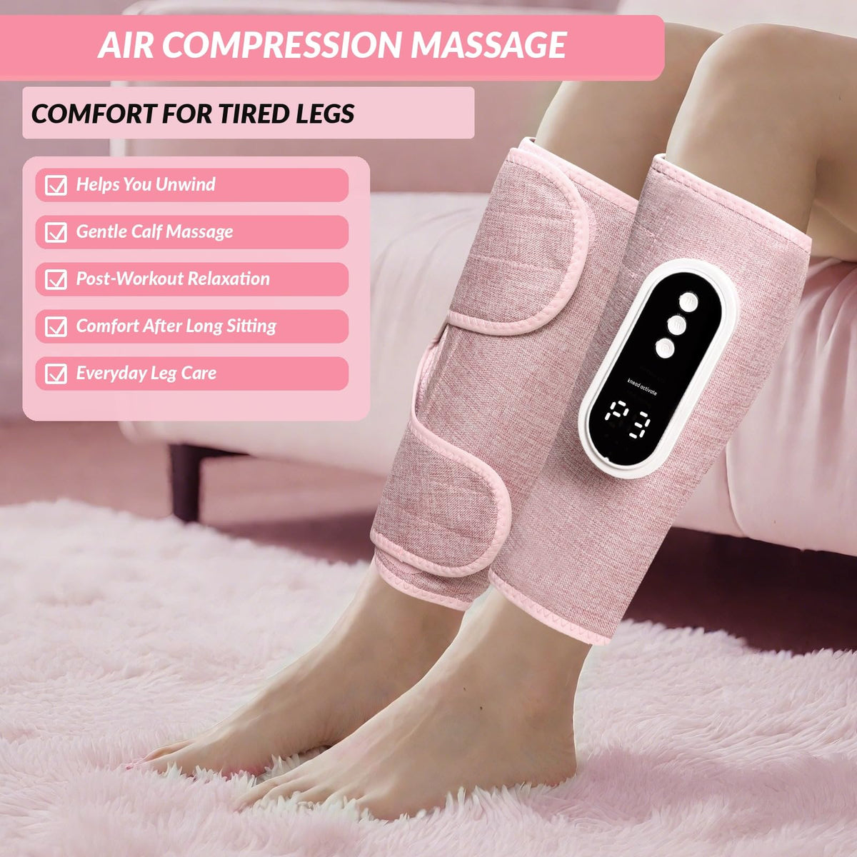 Cordless Air Compression Leg Massager with Heat G63568