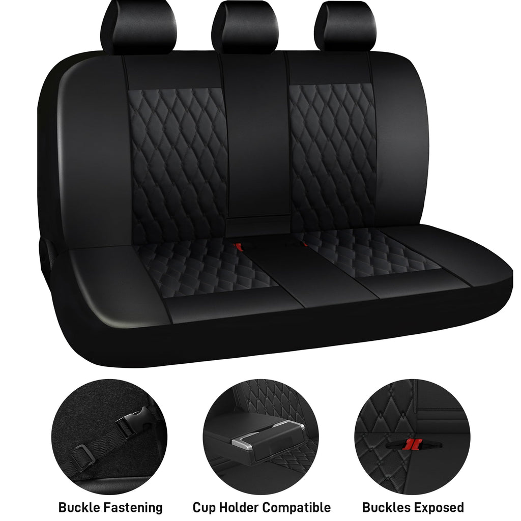 Faux Leather Car Seat Covers Full Set 5-Seat Black A298