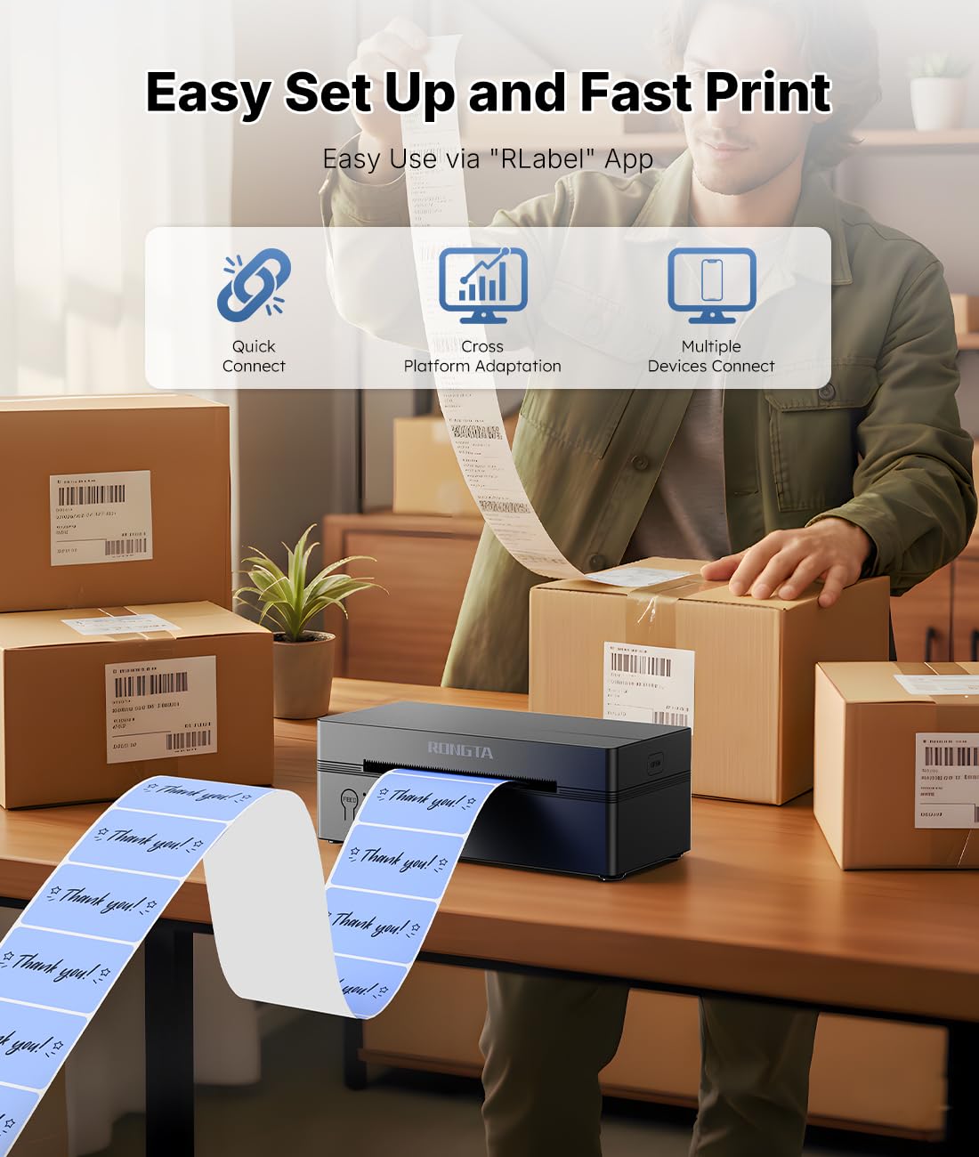 Bluetooth Thermal Shipping Label Printer 4x6 D137