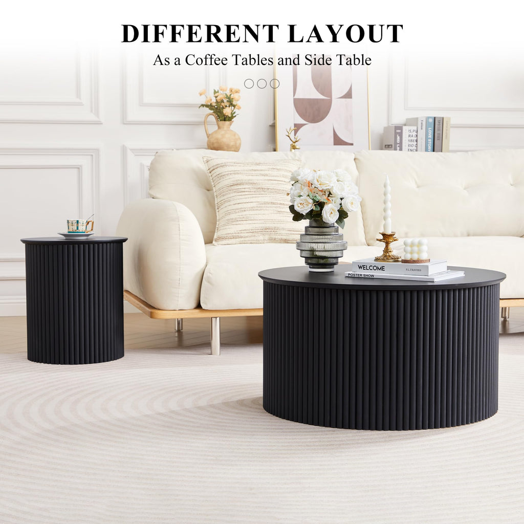 Fluted Round Nesting Coffee Table Set of 2 N858901