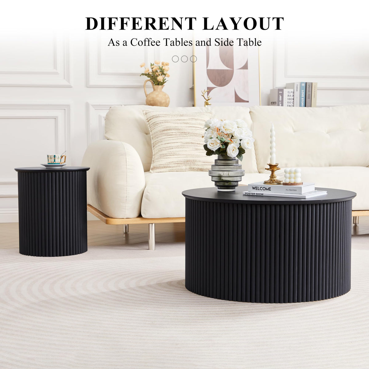 Fluted Round Nesting Coffee Table Set of 2 N858901