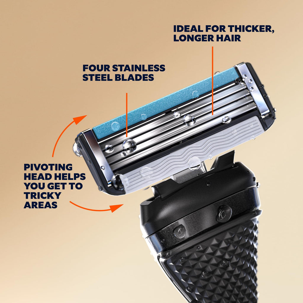4 Blade Razor Refill Cartridges 8 Count and Shaving Kit W3136