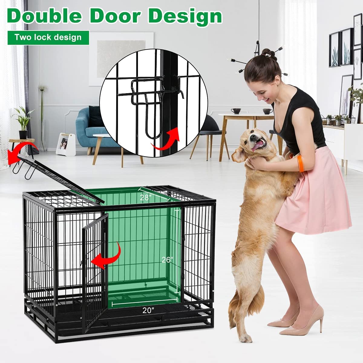 48 inch XXL Heavy Duty Dog Kennel with Wheels A5792