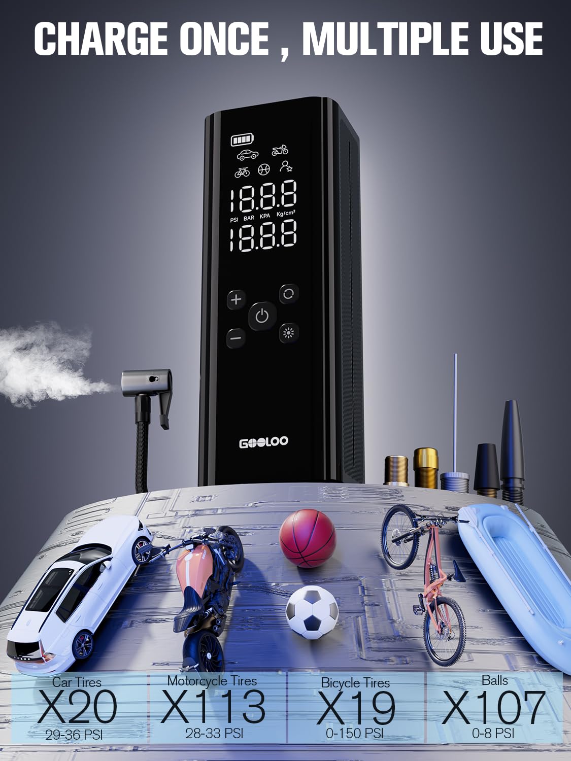 Tire Inflator Portable Air Compressor 150 PSI M9117