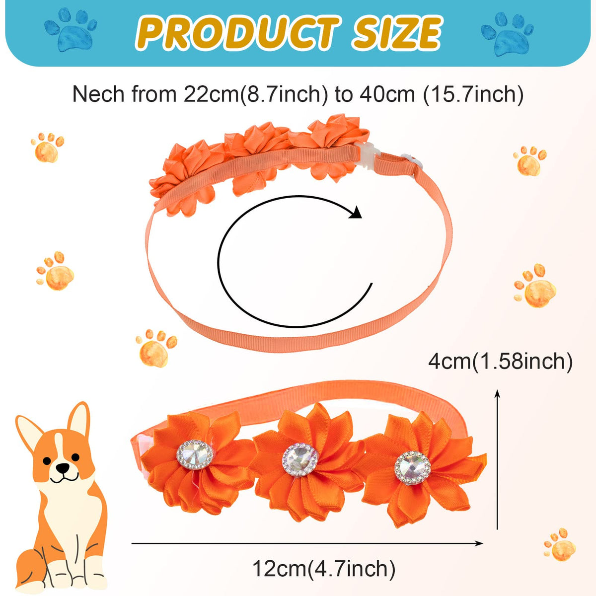 80 Pcs Dog Bowtie Flower Collar Adjustable W496305