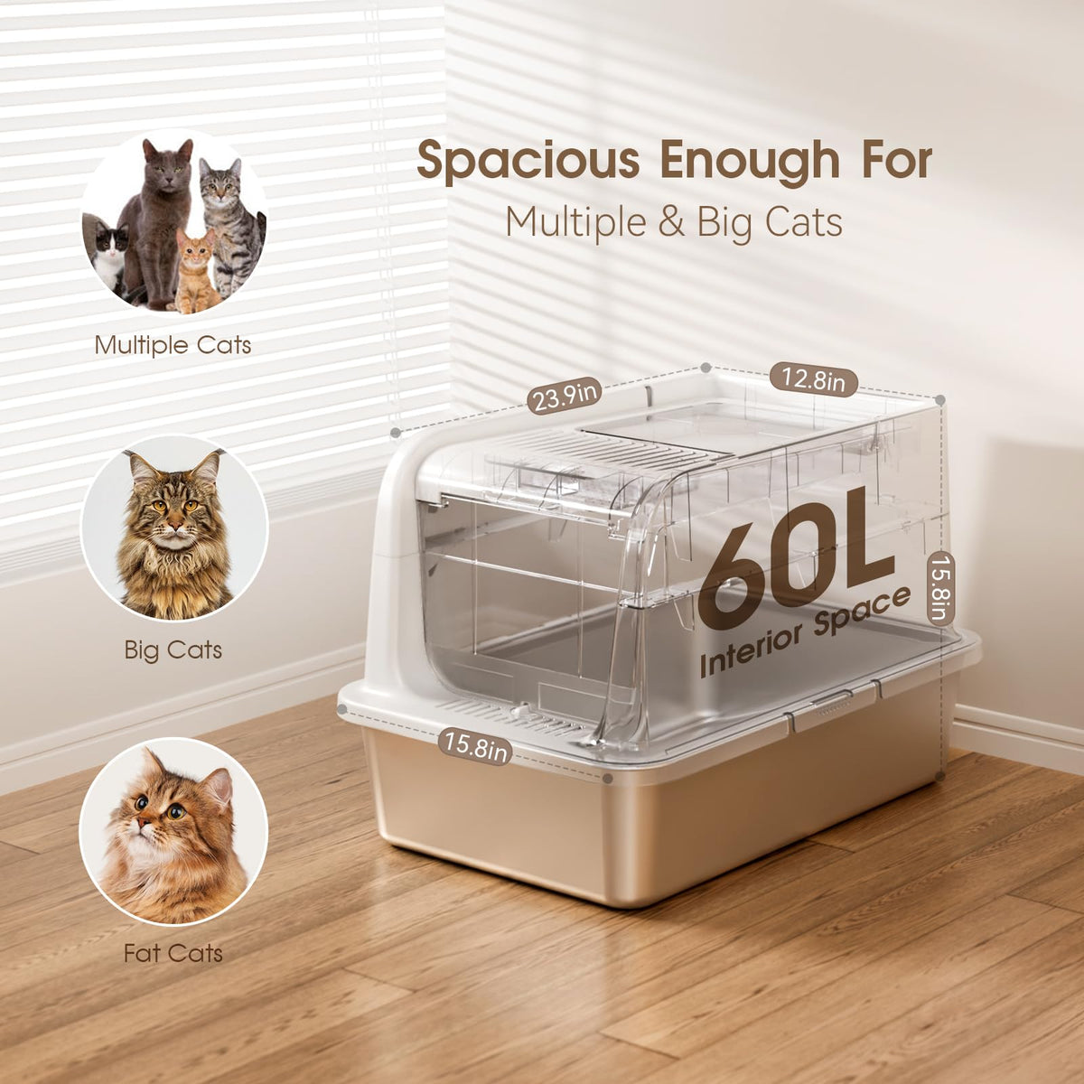 XL Stainless Steel Cat Litter Box with Lid J99579