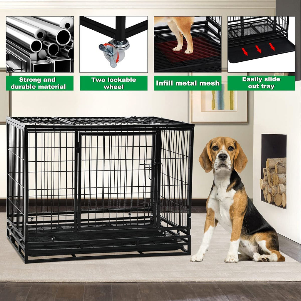 48 inch XXL Heavy Duty Dog Kennel with Wheels A5792