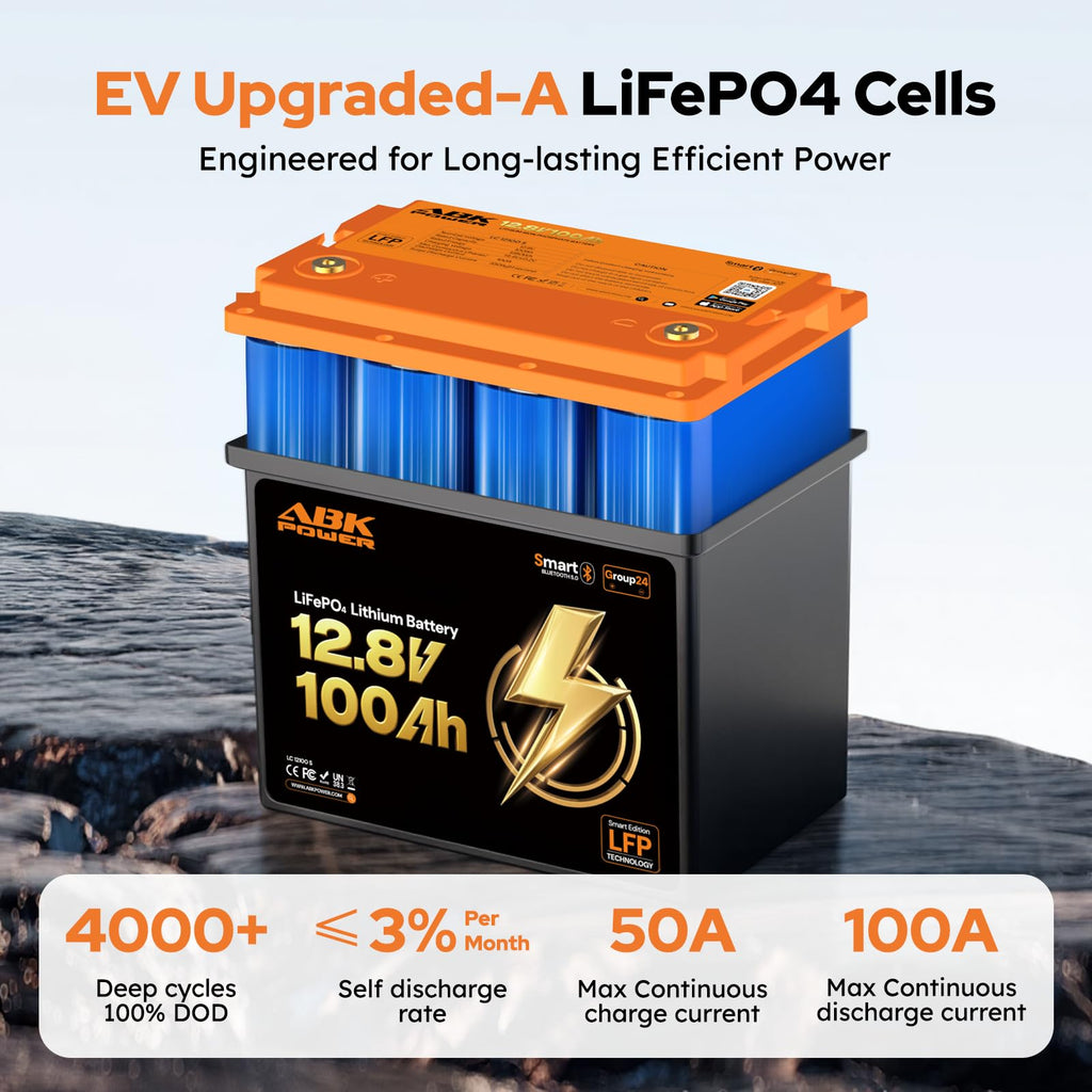 12V 100Ah LiFePO4 Lithium Battery with Bluetooth Monitoring & Low-Temp Protection V156