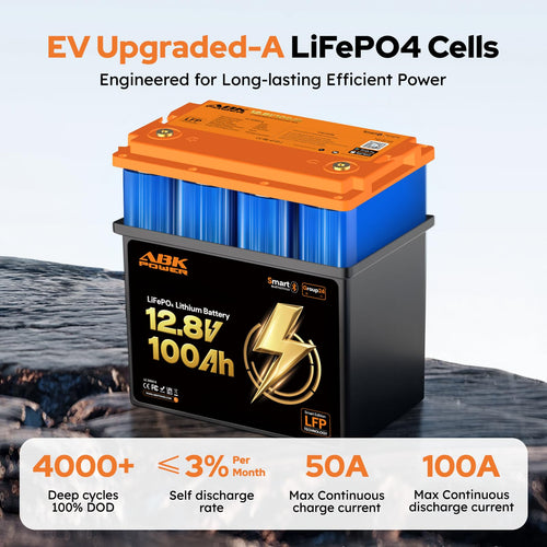 12V 100Ah LiFePO4 Lithium Battery with Bluetooth Monitoring & Low-Temp Protection V156