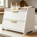 White Double Layer Wooden Bread Box Q815