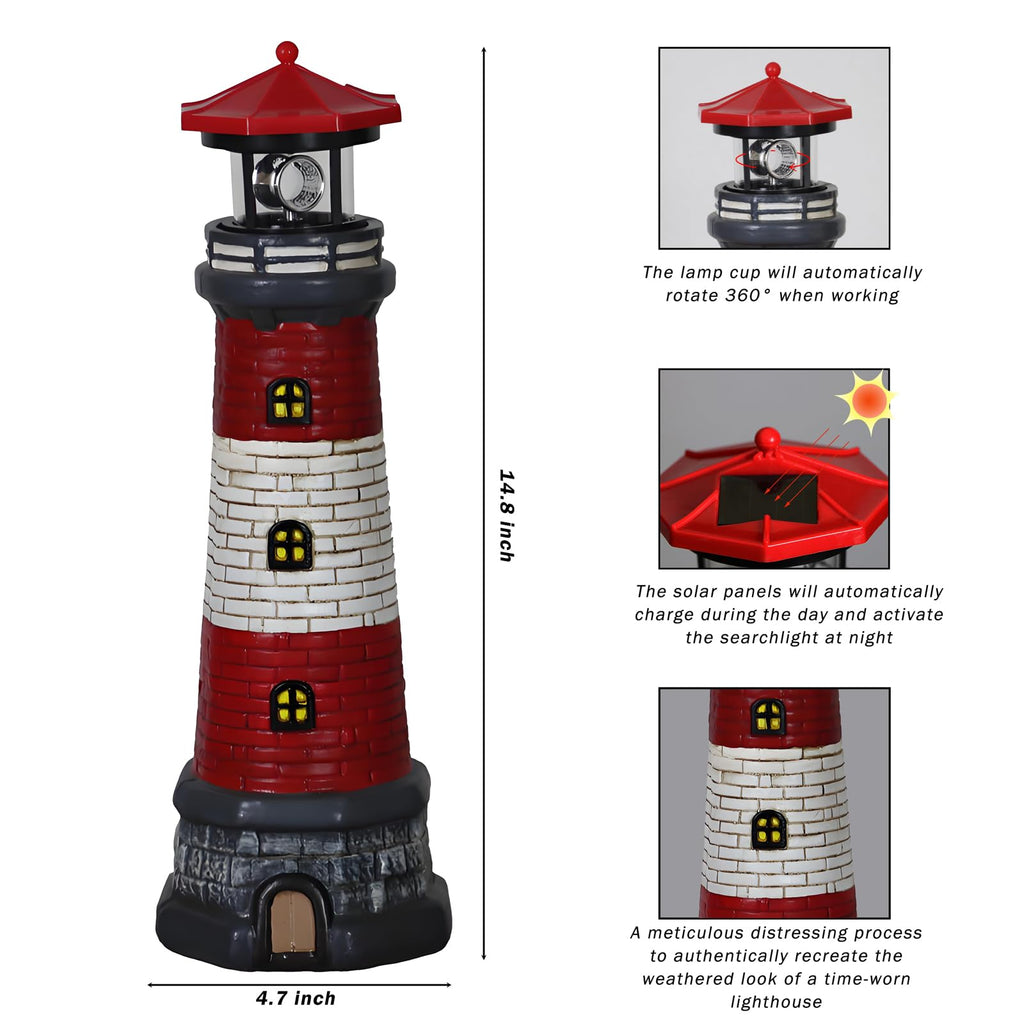 Solar Outdoor Lighthouse Garden Statue Z959