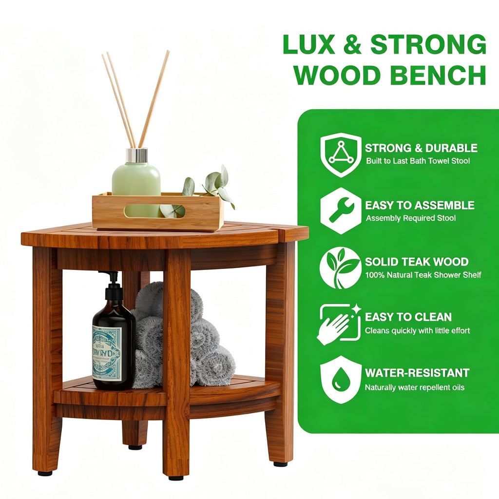 Teak Corner Shower Bench Stool M21753