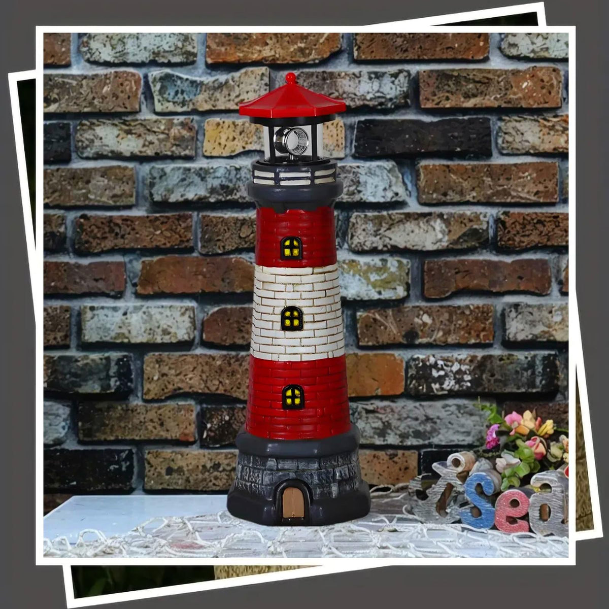 Solar Outdoor Lighthouse Garden Statue Z959