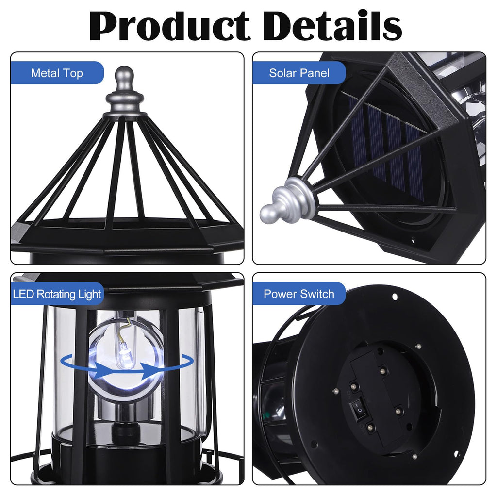 Solar Powered Rotating Lighthouse Decor Lamp S393