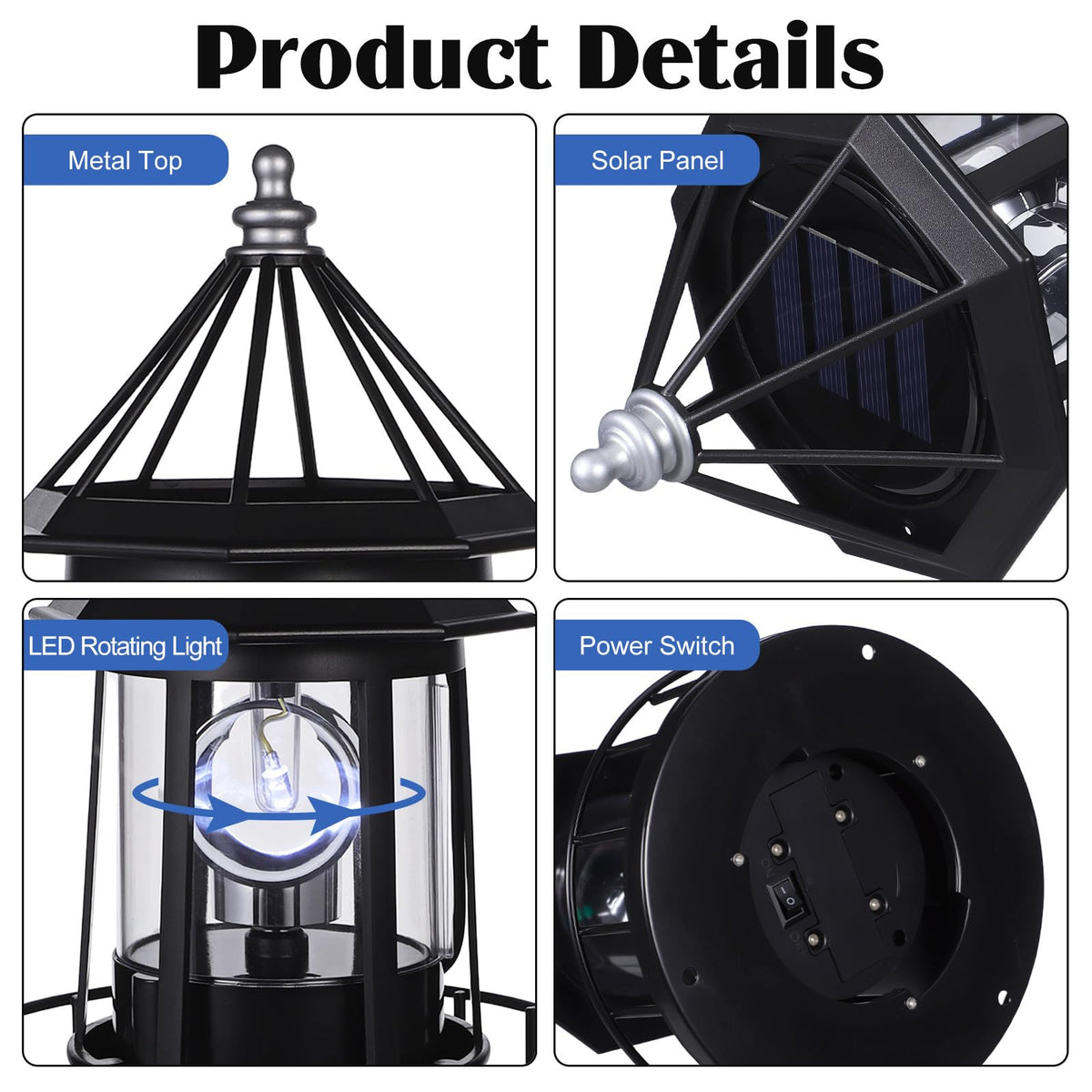 Solar Powered Rotating Lighthouse Decor Lamp S393