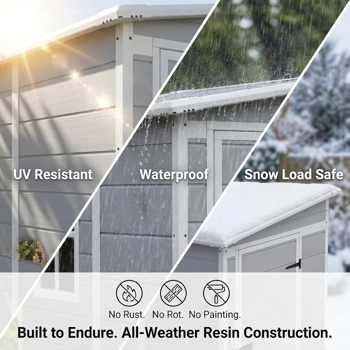5 x 4 FT Plastic Outdoor Storage Shed with Floor Z51937