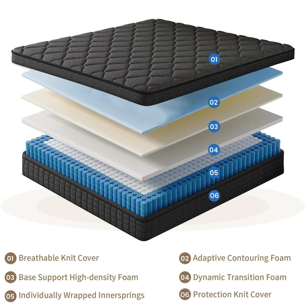 10 Inch Queen Hybrid Memory Foam Mattress J9028