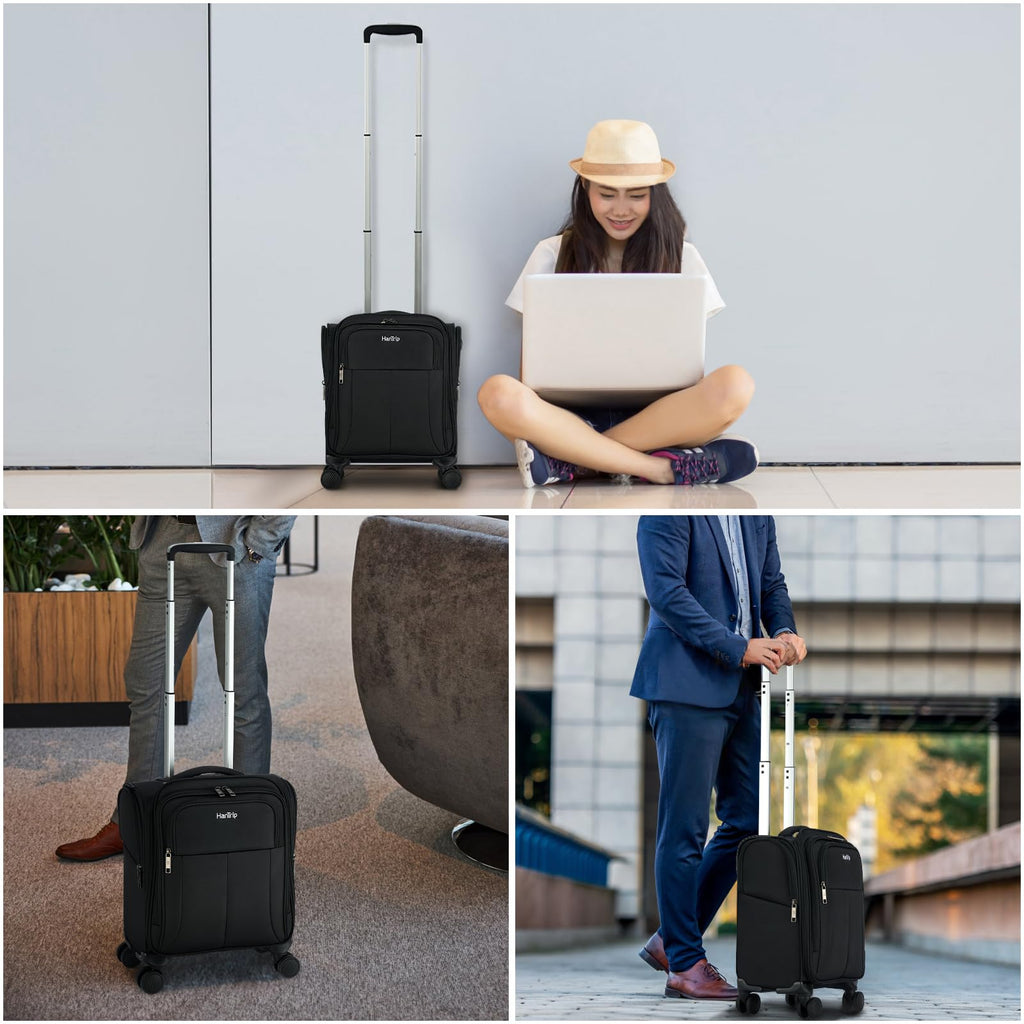 16 Inch Underseat Carry On Luggage with Spinner Wheels, Black T2657
