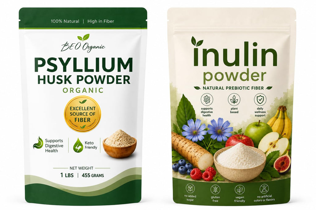 Organic Psyllium Husk Powder and Inulin Powder 2 Pack 1 lb Unflavored J58773