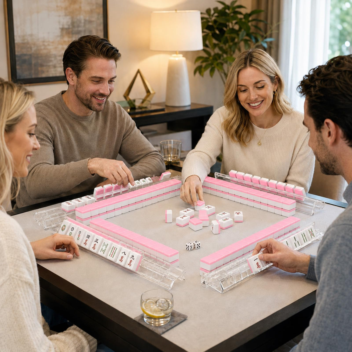 Clear Mahjong Racks with Pushers 4-Pack F440575