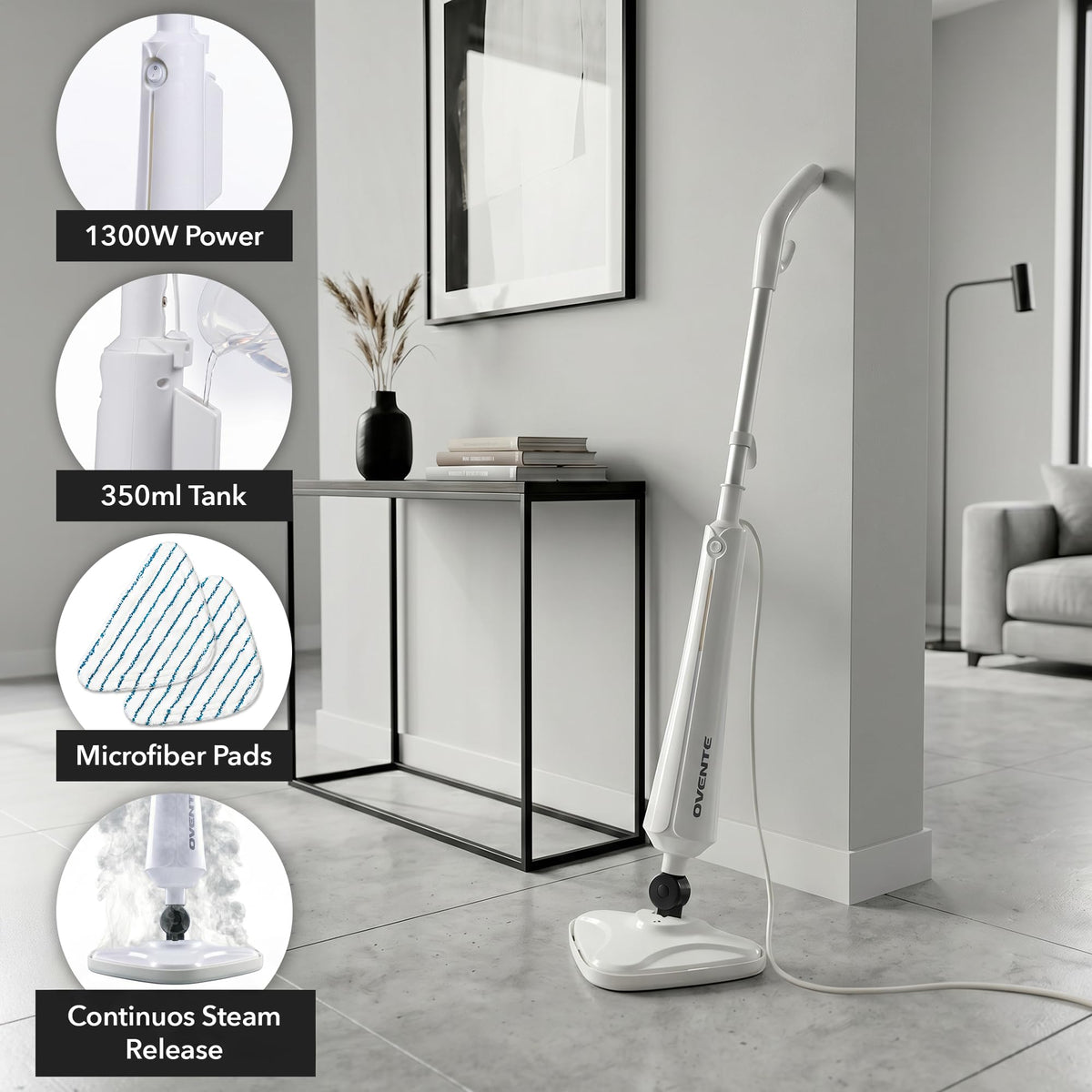 White Electric Steam Mop Cleaner S4216