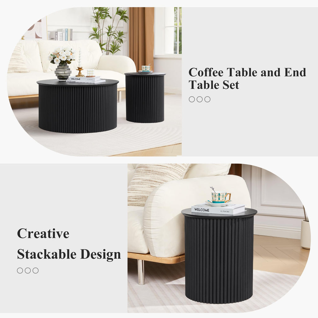 Fluted Round Nesting Coffee Table Set of 2 N858901