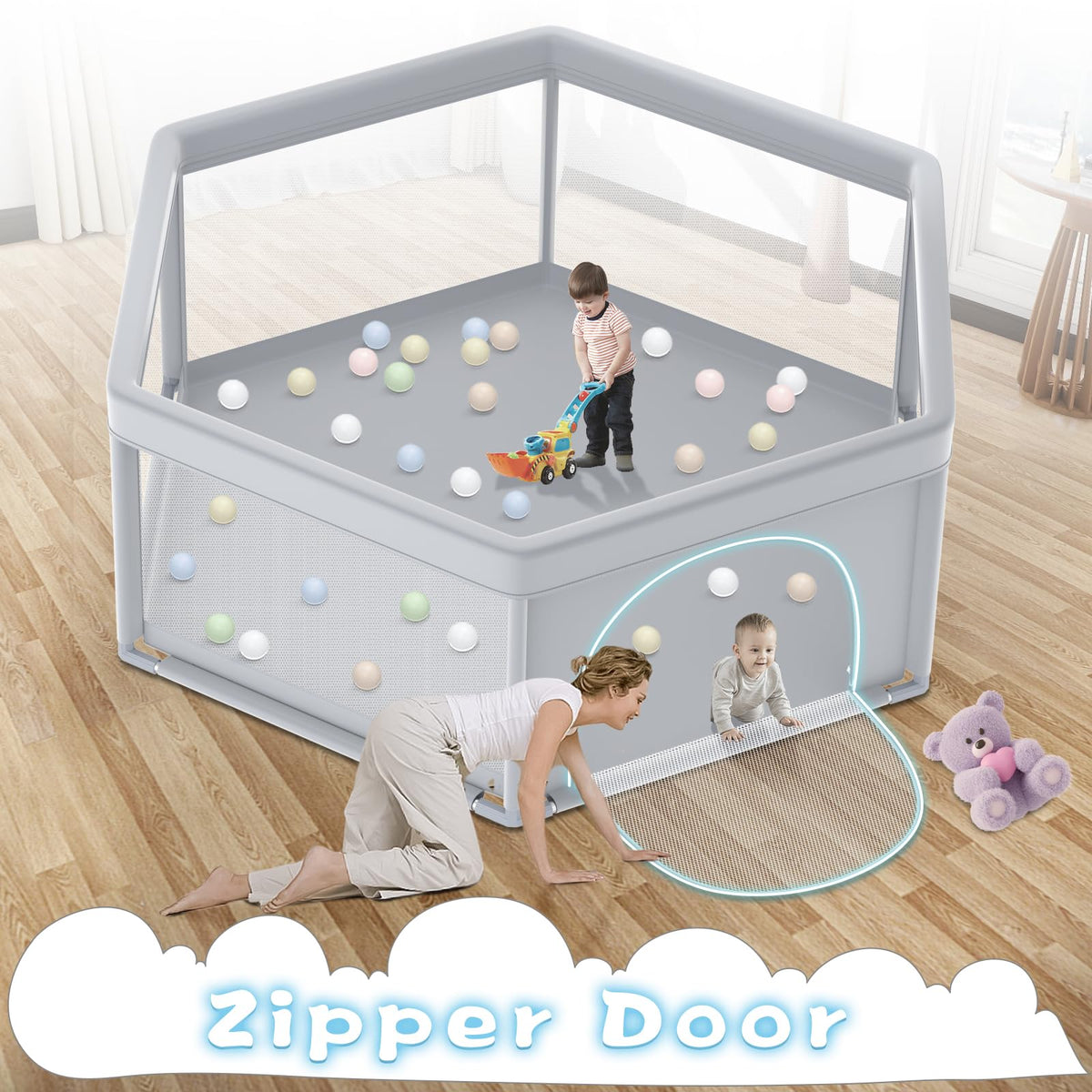 65x65 Inch Hexagonal Baby Playpen L608