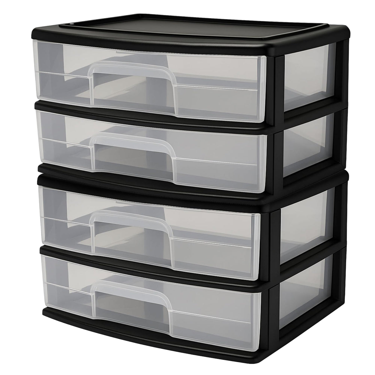 2-Tier Black Storage Drawer Tower, 2 Pack A983692