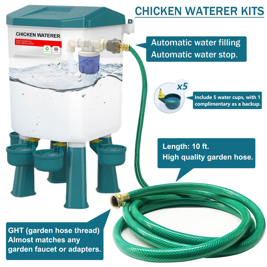 Automatic Chicken Waterer & No Waste Feeder Kits, 3 Gallon E47542