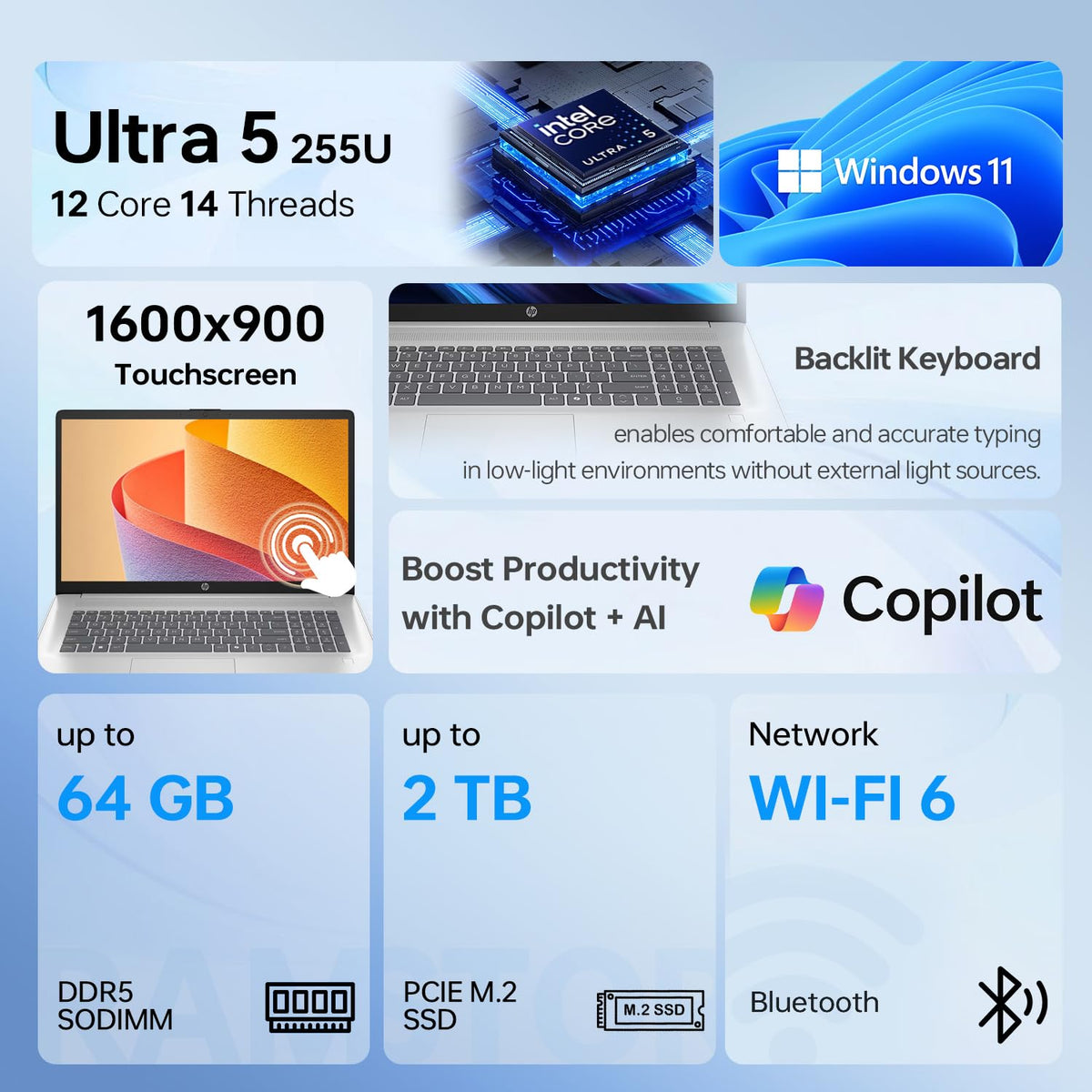 17.3" Touchscreen Laptop PC, Intel Ultra 5, 16GB DDR5 RAM, 1TB SSD S88421