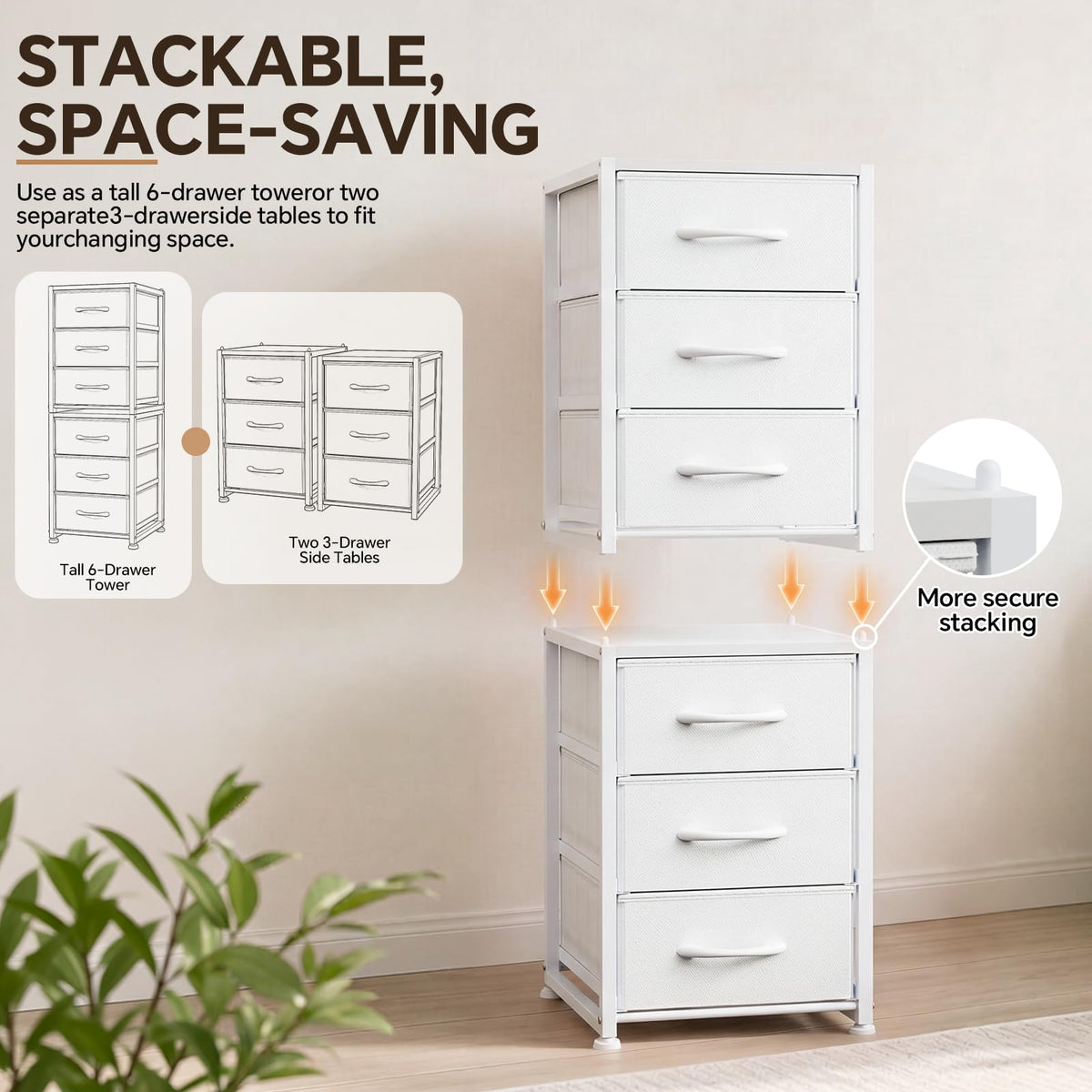 2-Pack Stackable 3-Tier Fabric Storage Drawers P69753