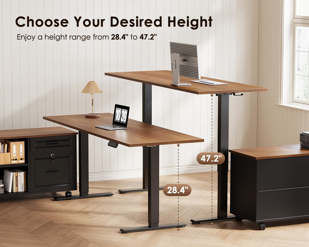 55" L Shaped Electric Standing Desk with Cabinet Sets I387489