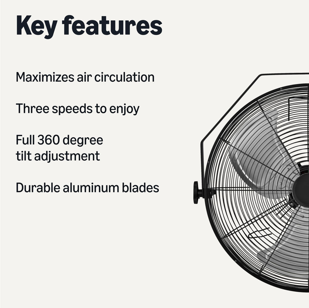 18" Indoor Wall-Mounted Industrial Fan with Three Speeds N58048