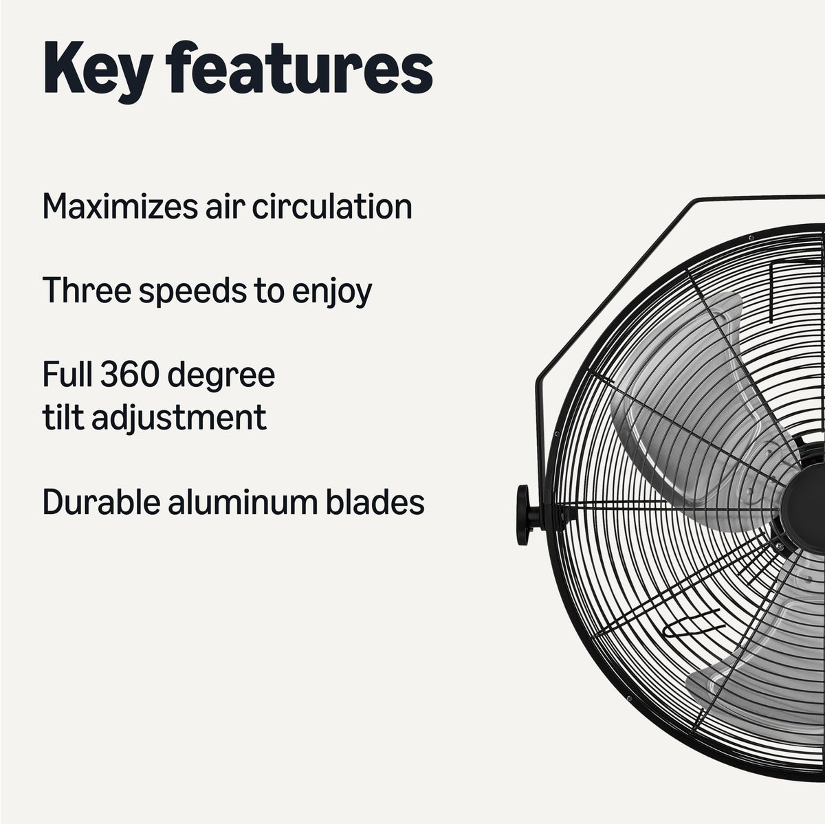 18" Indoor Wall-Mounted Industrial Fan with Three Speeds N58048