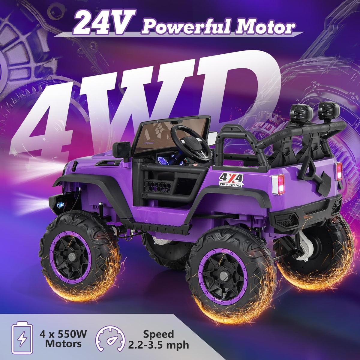 24V 2 Seater Kids' Electric Vehicle Truck with Remote Control S586408