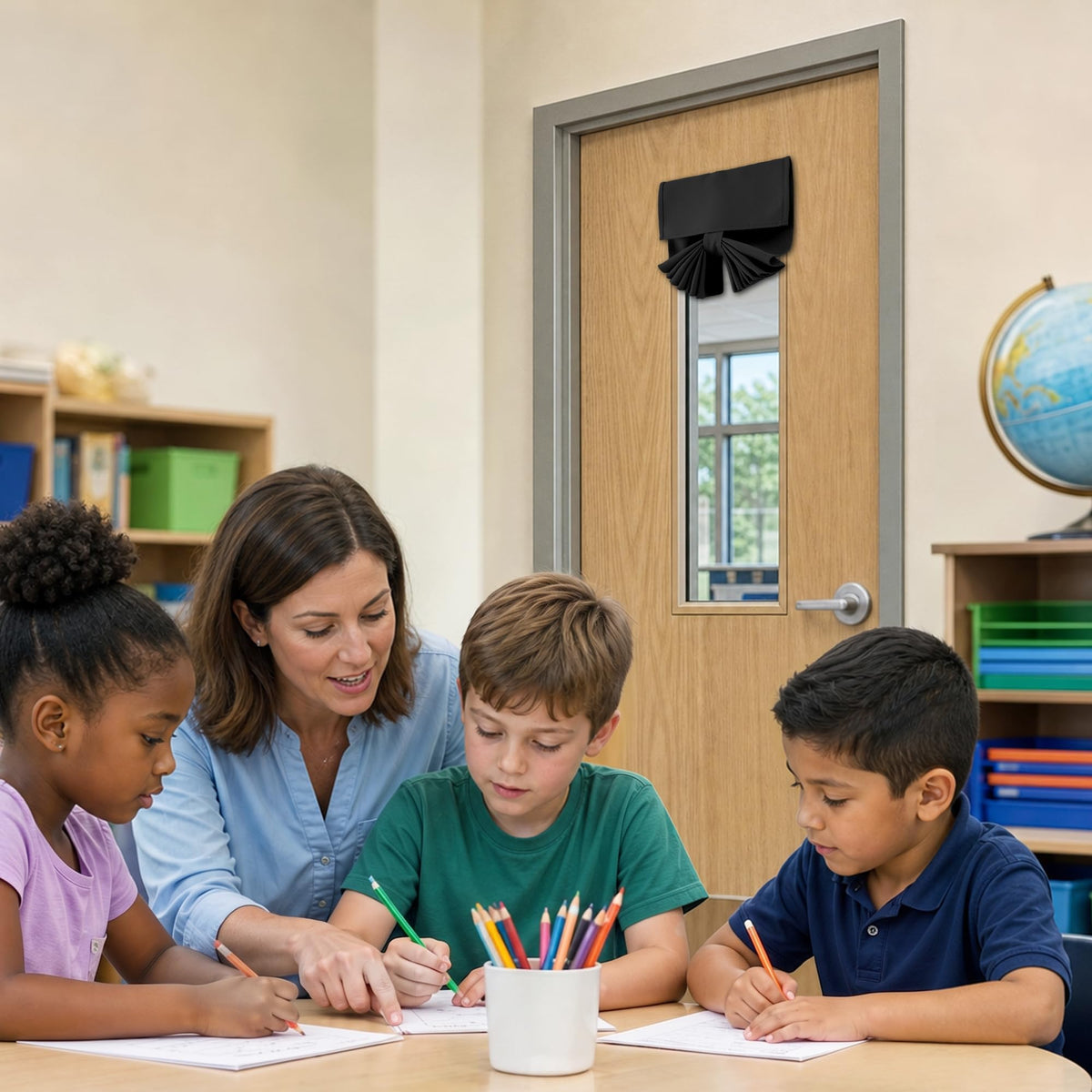 Black Classroom Door Window Cover X544