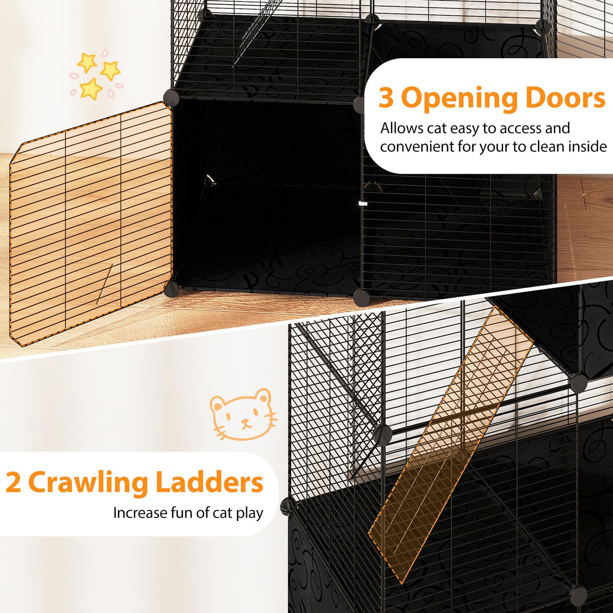 3-Tier Detachable Metal Wire Cat Cage O5419