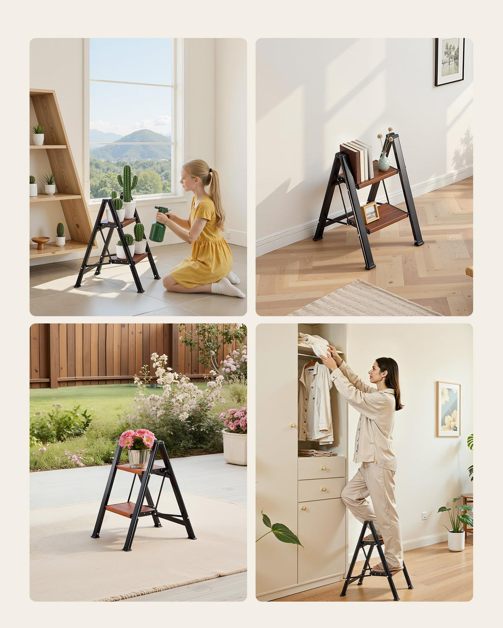 2 Step Folding Aluminum Ladder 330 lbs Capacity R219