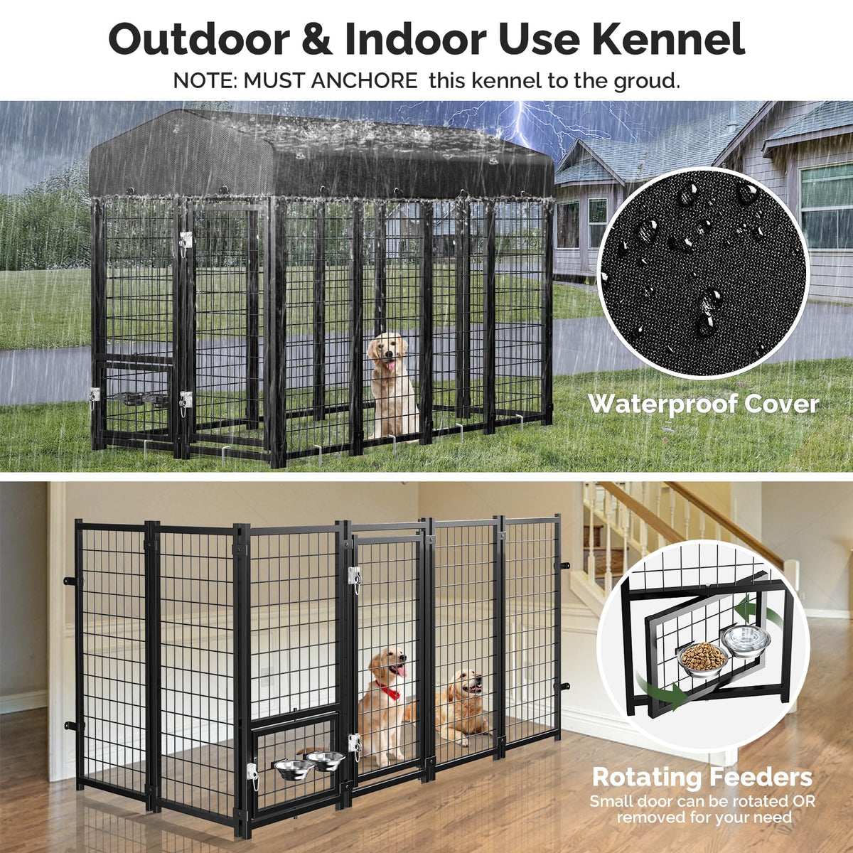 8x4x6FT Outdoor Dog Kennel with Doggy Door M72078