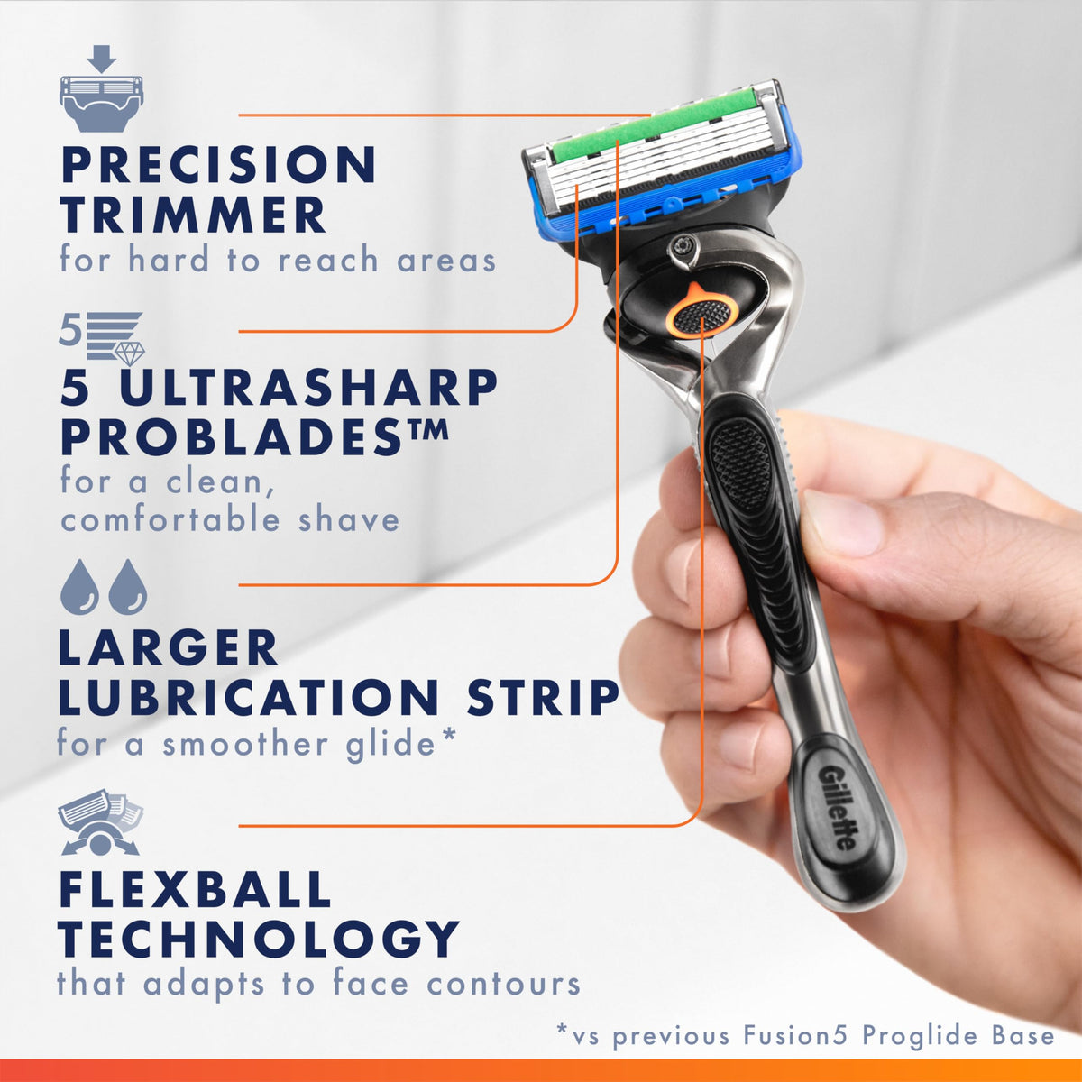 5-Blade Razor Blade Refills with Precision Trimmer, 10 Count T1815